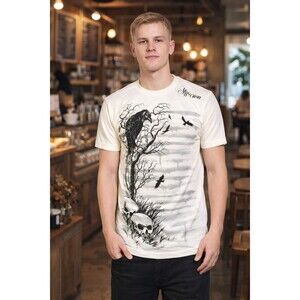 Affliction Branch Out New Shirt Sz XXL Beige/Off White D30 Excellent Streetwear